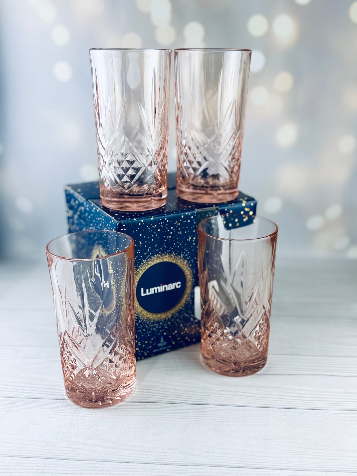 Стаканы Зальцбург розовые высокие 380 мл 4 шт. в фирменной цветной упаковке.