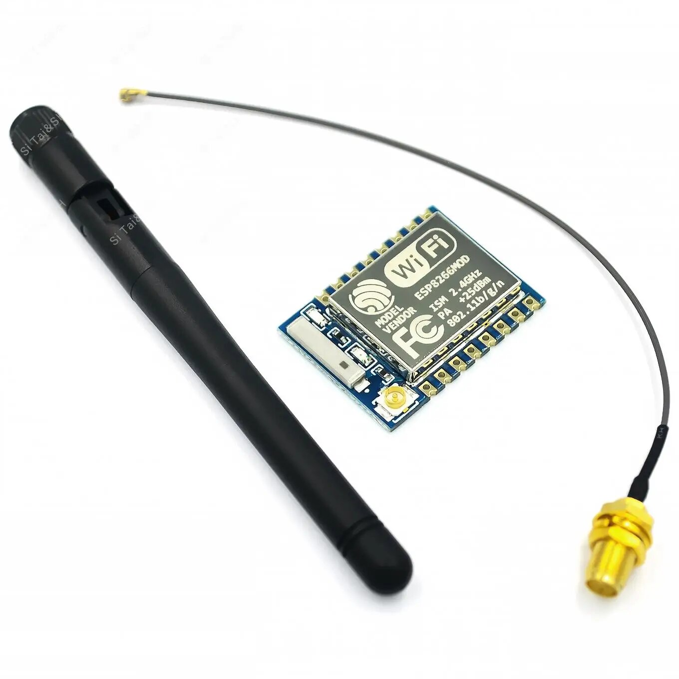 Новый модуль Wi-Fi ESP8266 ESP-07 + 11 см 2,4G Беспроводная антенна SMA с усилением 2 дБ 2,5 дБ для NRF24L01 PA 20 см Кабель-адаптер 3,3 В 300 мА