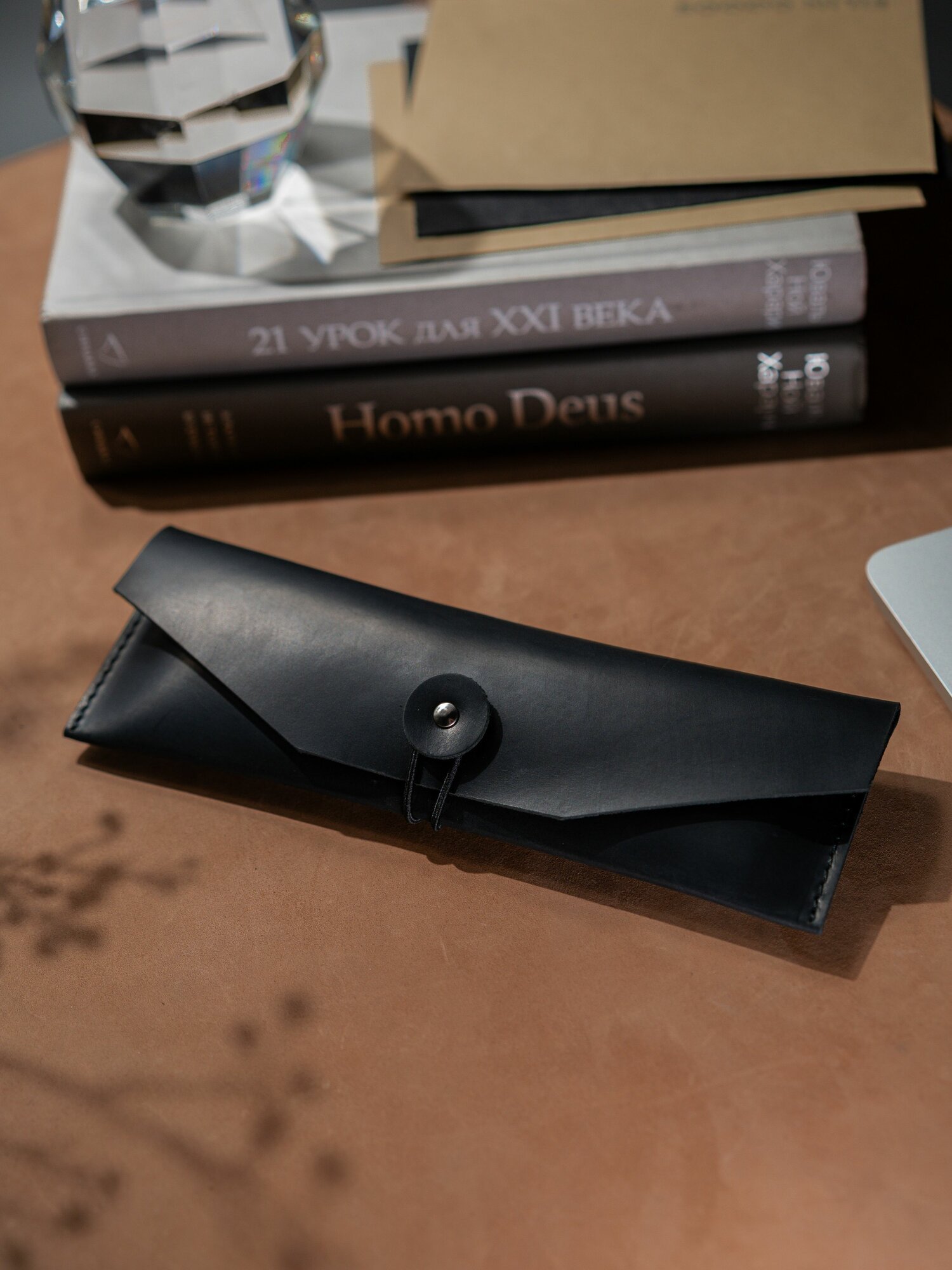 Пенал из натуральной кожи / Кожаный пенал для ручек, карандашей