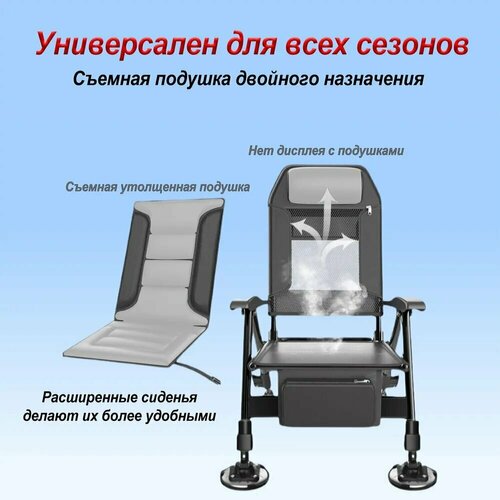 Складное кресло для рыбалки с откидной спинкой – регулируемое, для любой местности (водонепроницаемое, с подставкой для удочек, сумка для переноски)