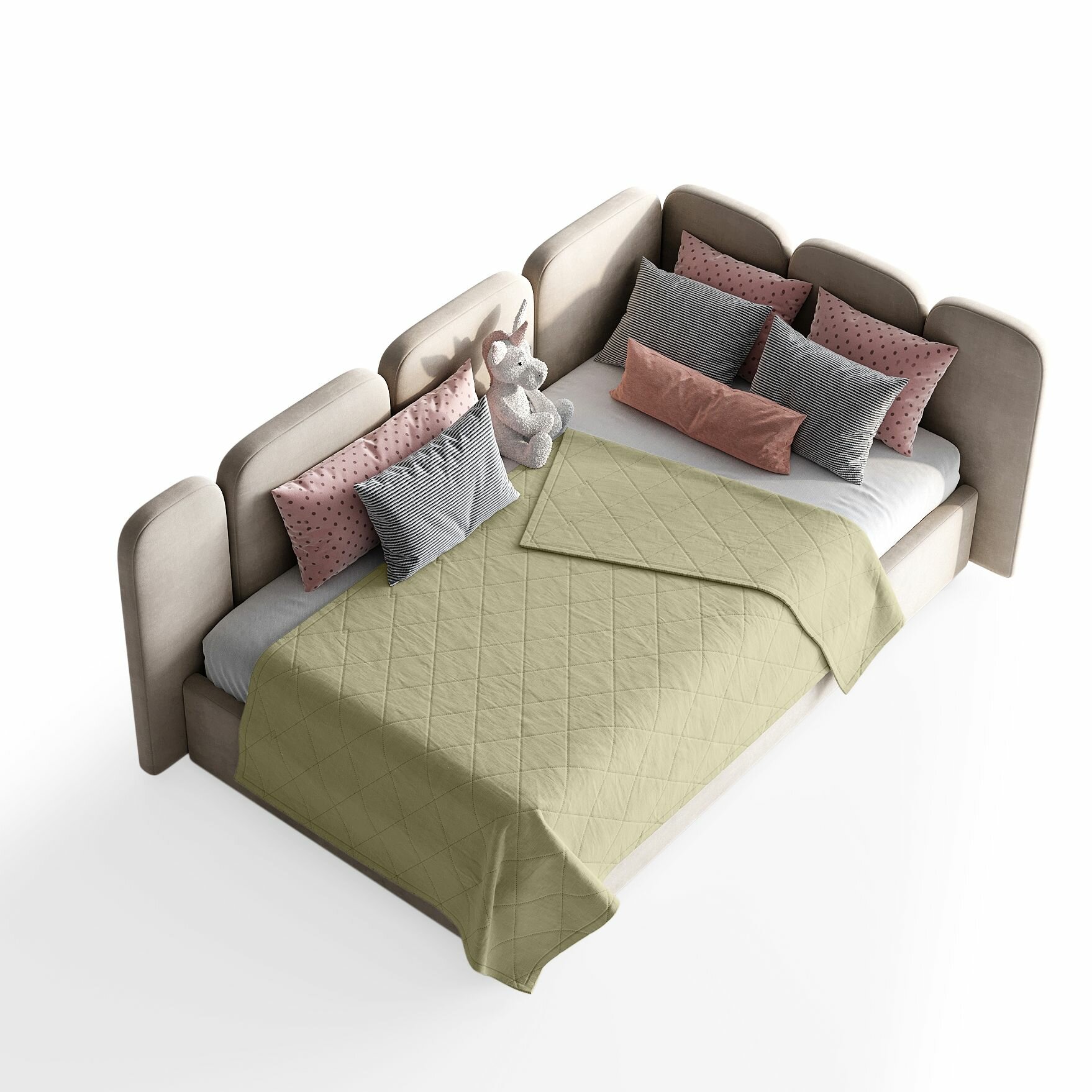 HILLSON Покрывало на кровать, диван 120х200 цвет фисташковый, стеганое, поликоттон — фото 1