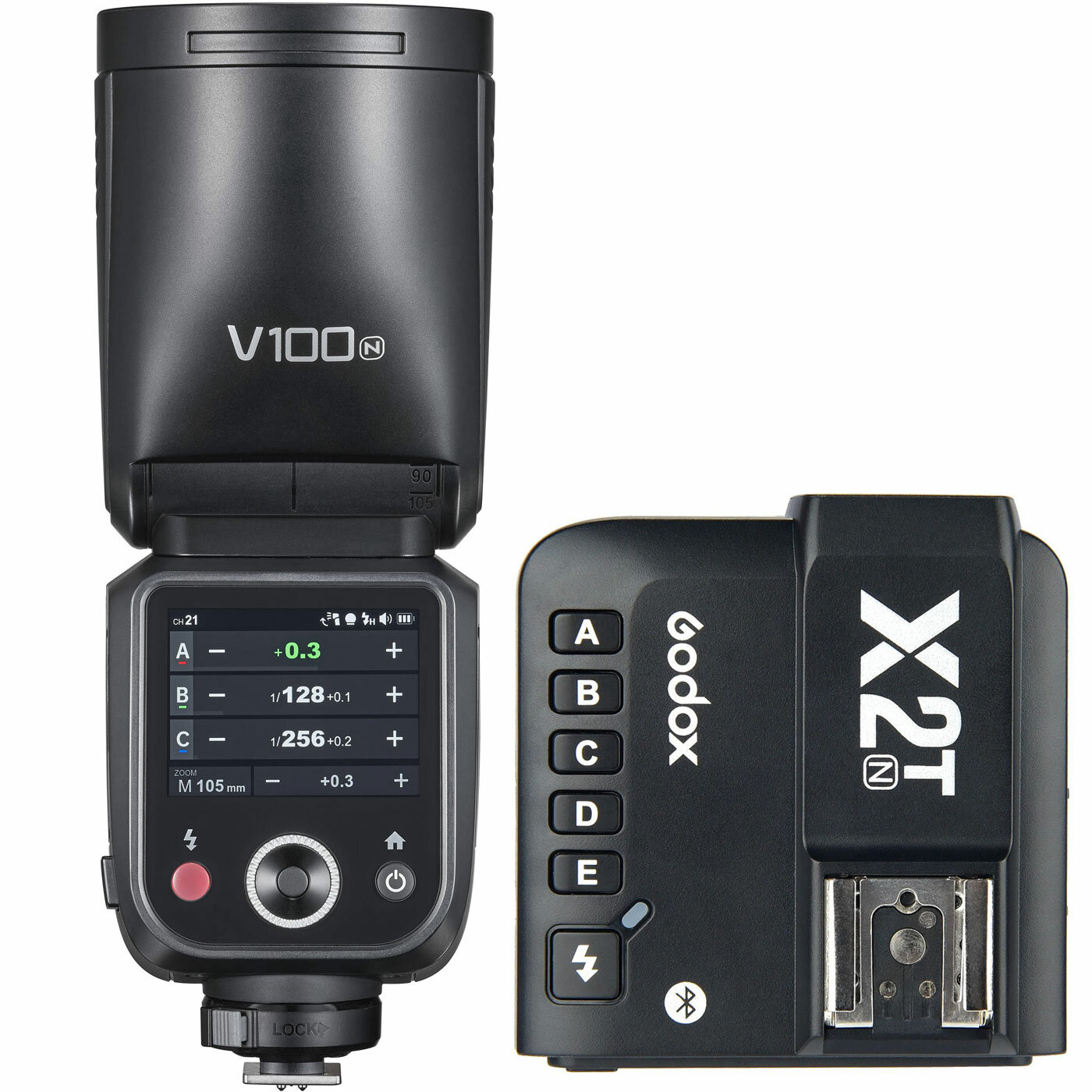 Вспышка накамерная Godox V100N TTL + синхр X2T-N TTL для Nikon