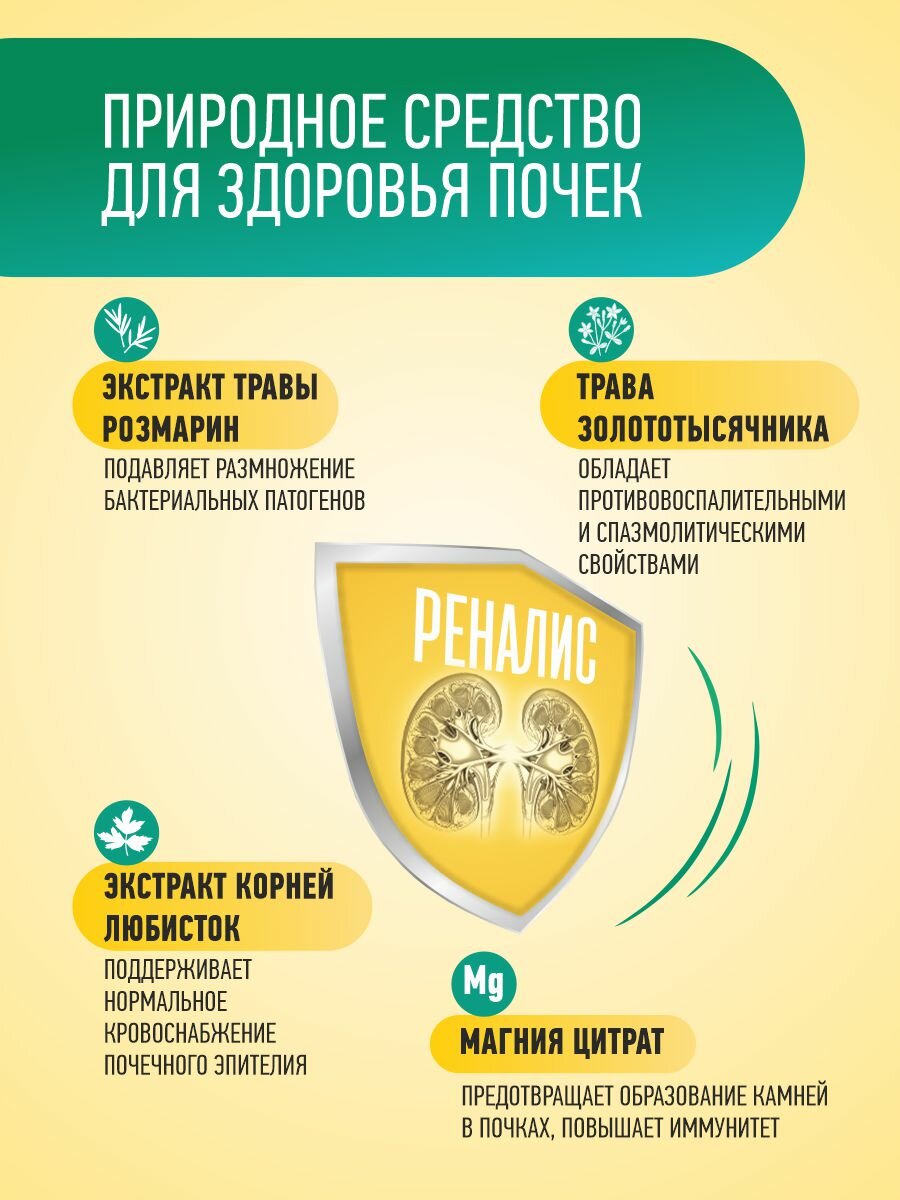 Картинки Комплекс "Реналис", для здоровья почек и мочевыводящих путей, 50 таблеток