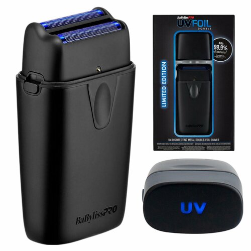 Черный шейвер бритва С двойной сеткой И ультрафиолетовой дезинфекцией BABYLISS UV FOIL SHAVER DOUBLE FOIL LIMITED EDITION