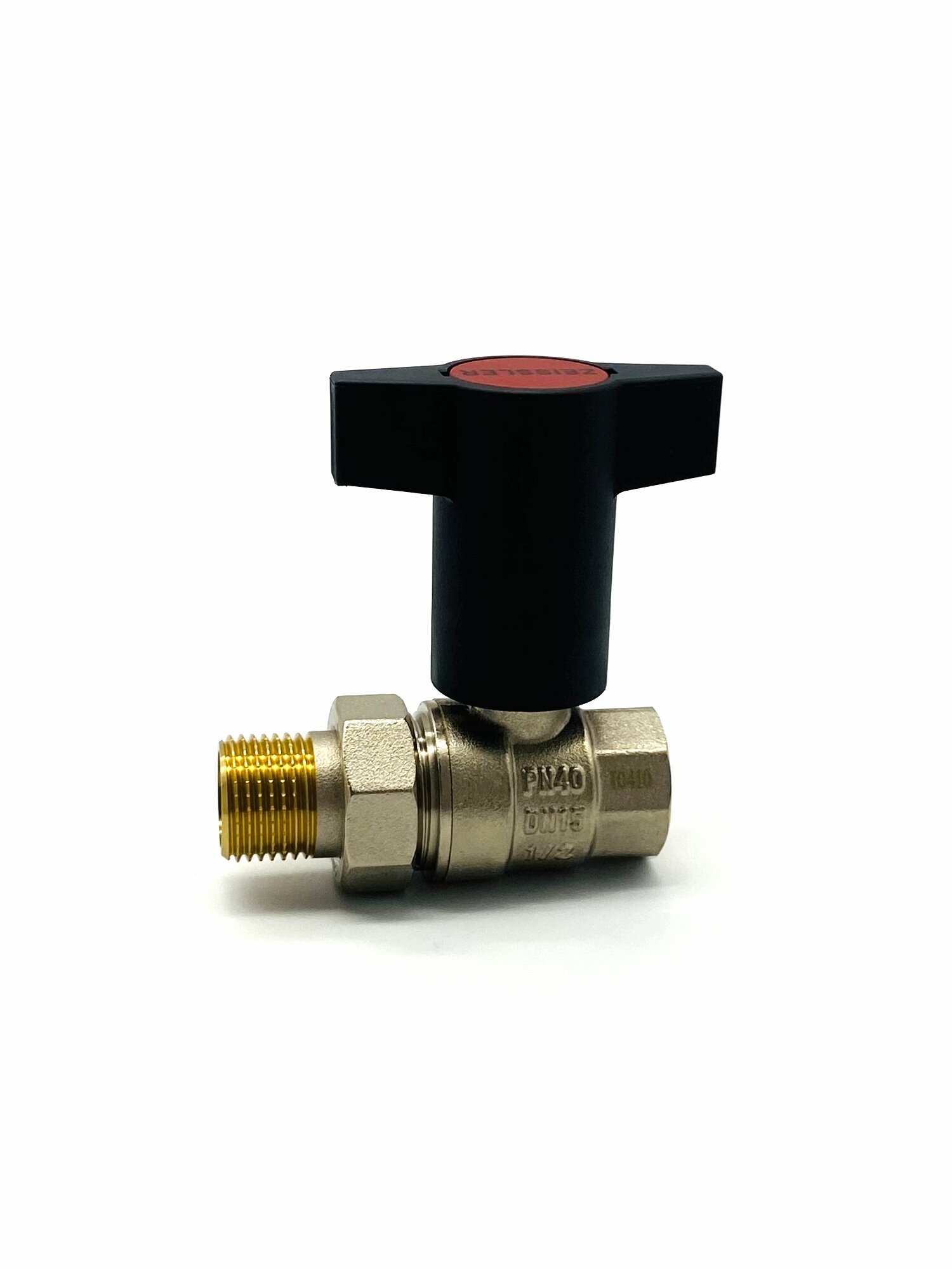 Кран шаровой с американкой 1/2" НР/ВР с пластиковой T-ручкой ZEISSLER арт. ZSV.201.0304N