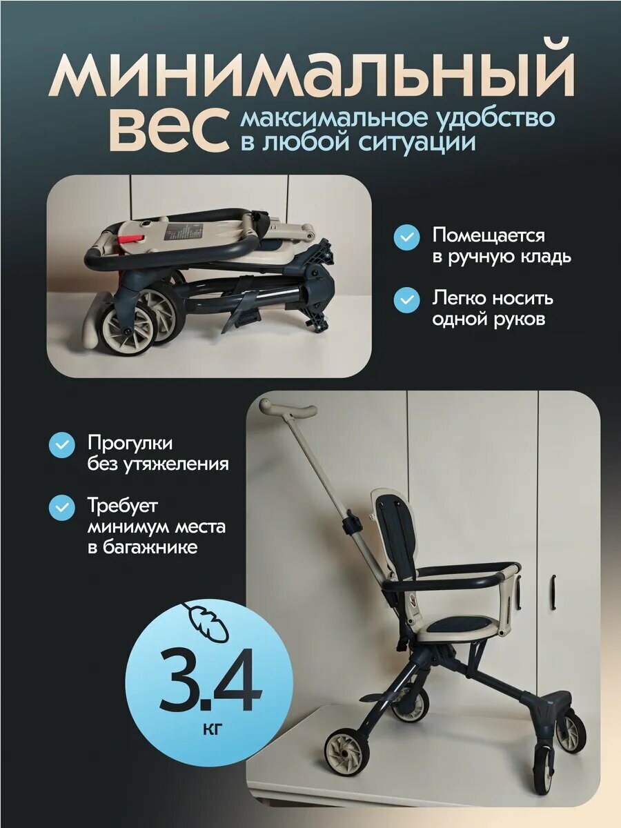 Обзор: Коляска прогулочная детская (супер легкая), перекидная ручка, сложение одной рукой