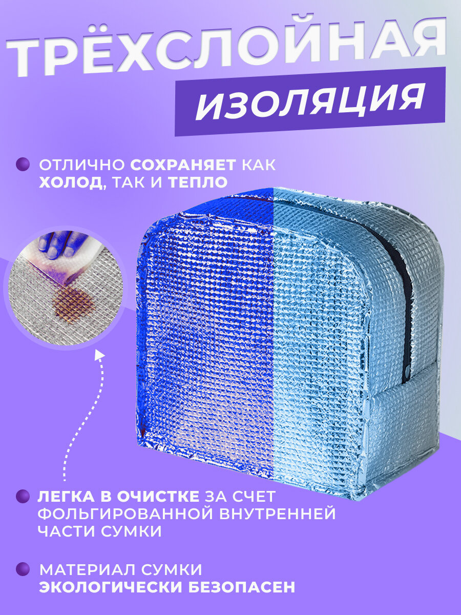 Термо-сумка для ланча (темно-синяя)/ сумка холодильник 23х21х13 см — фото 1