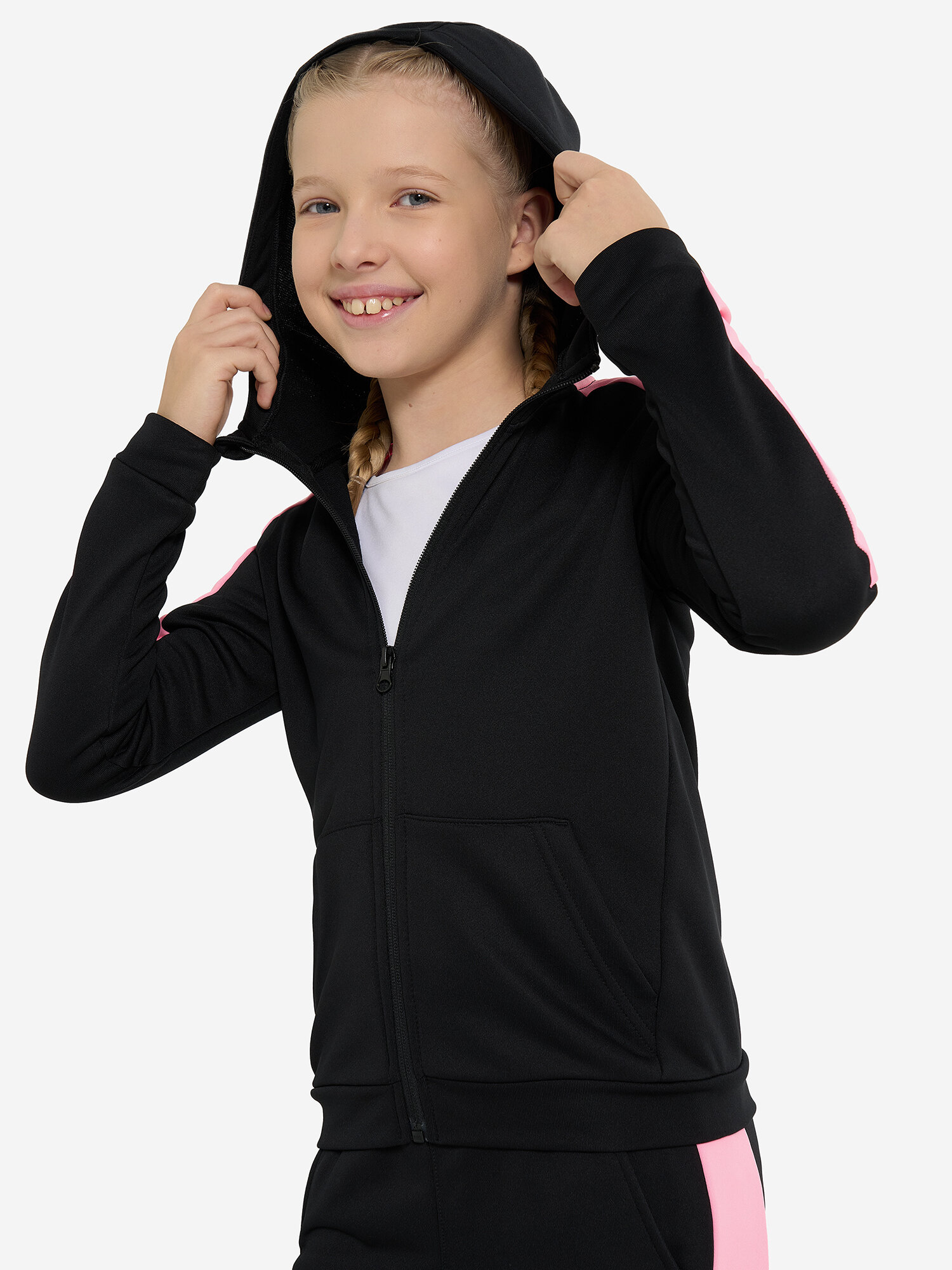 Костюм спортивный MATRIX SPORT Fitness Girl's Knitted Suit, размер 146-152, черный/розовый — фото 1