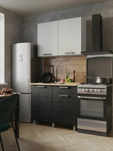 Изображение товара Кухонный гарнитур Григгс МДФ 1м камень светлый/камень темный со столешницей