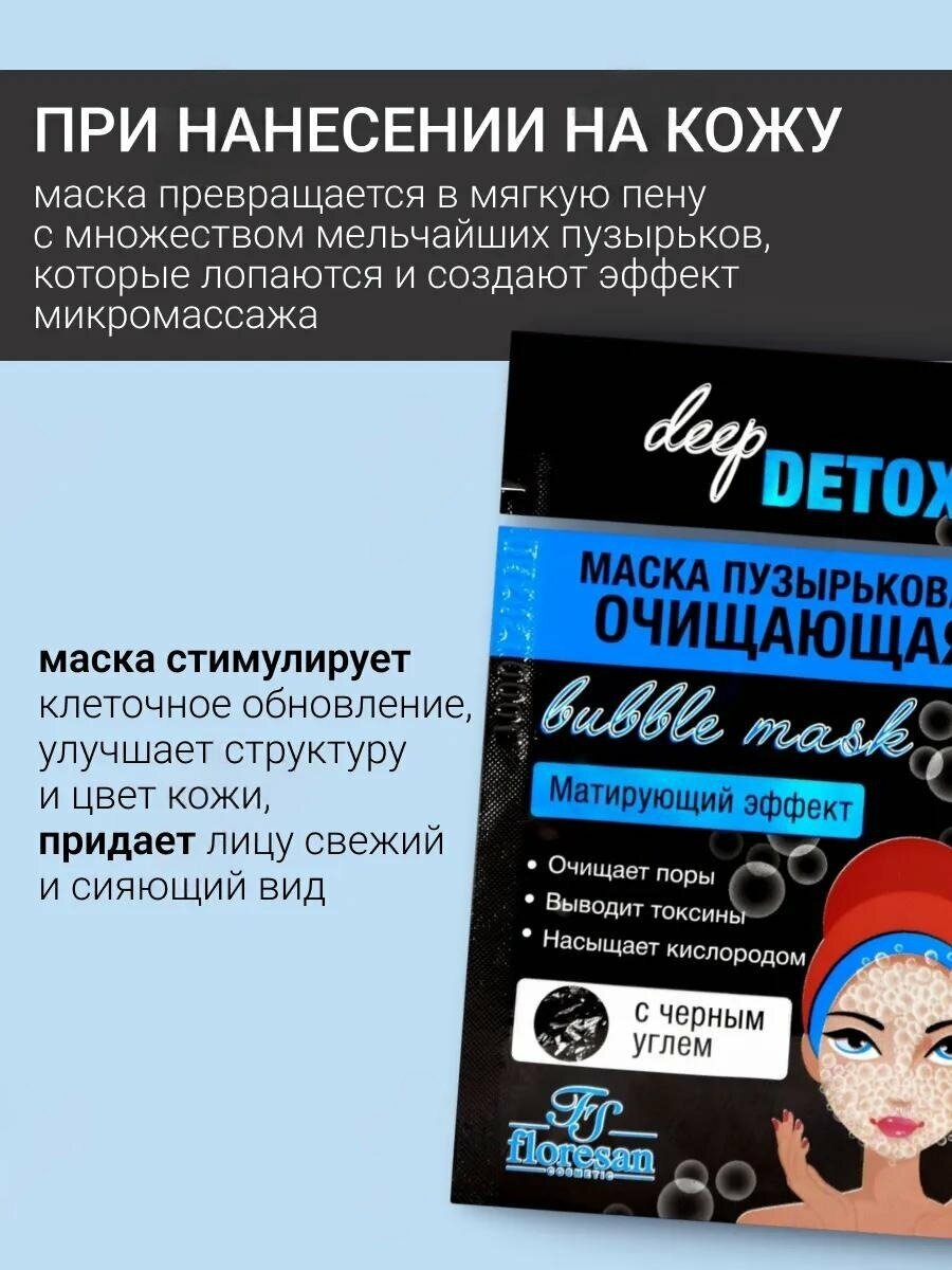 Пузырьковая маска для лица Floresan Ф-23 "Deep Detox", очищающая, 10 саше по 15мл. — фото 1