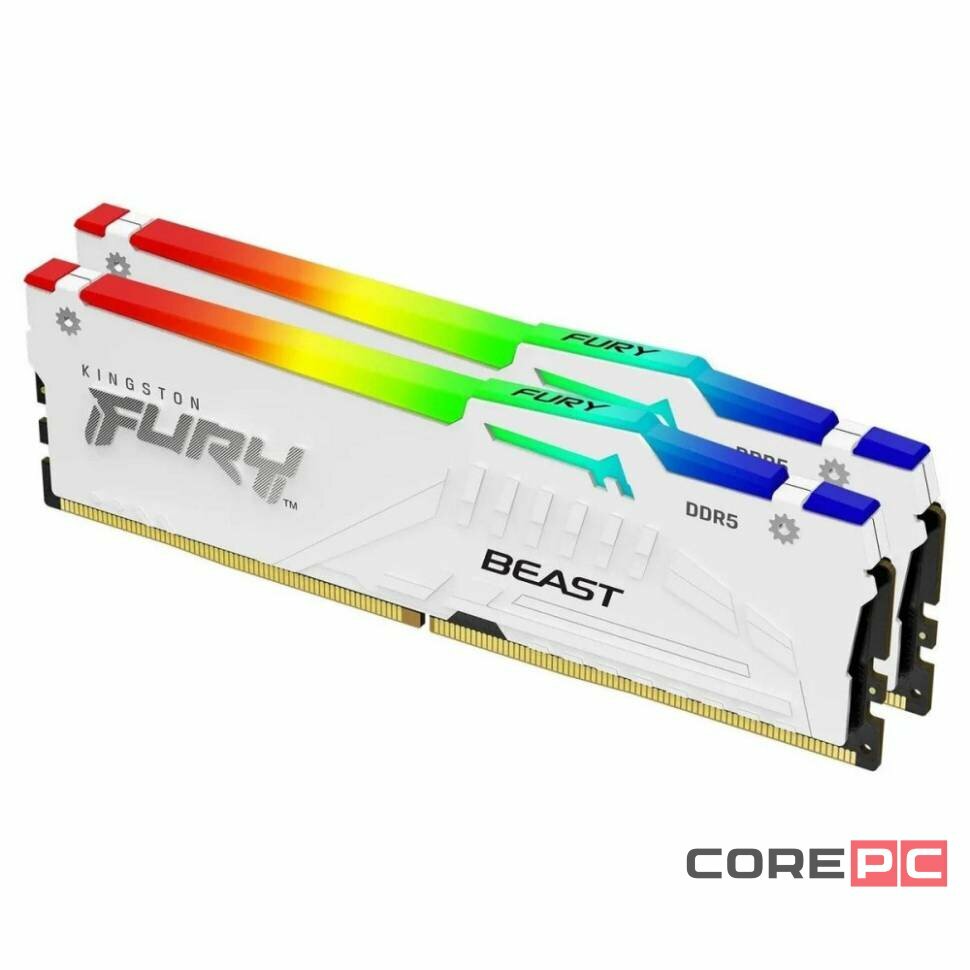 Оперативная память 64 Gb 6000 MHz Kingston FURY Beast RGB White (KF560C30BWEAK2-64)