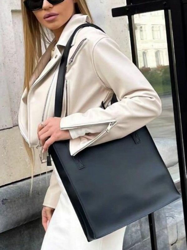 Сумка шоппер КожаноFF, фактура гладкая, черный — фото 1