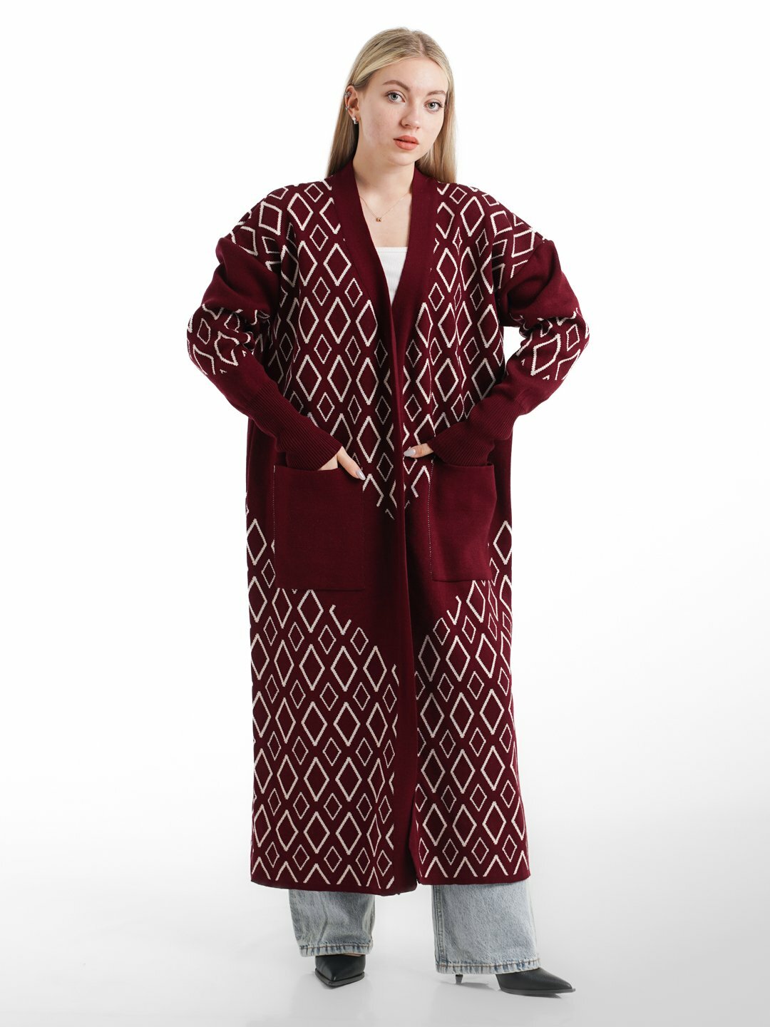 Кардиган Didov TRIKO 2442, размер 48-56, бордовый