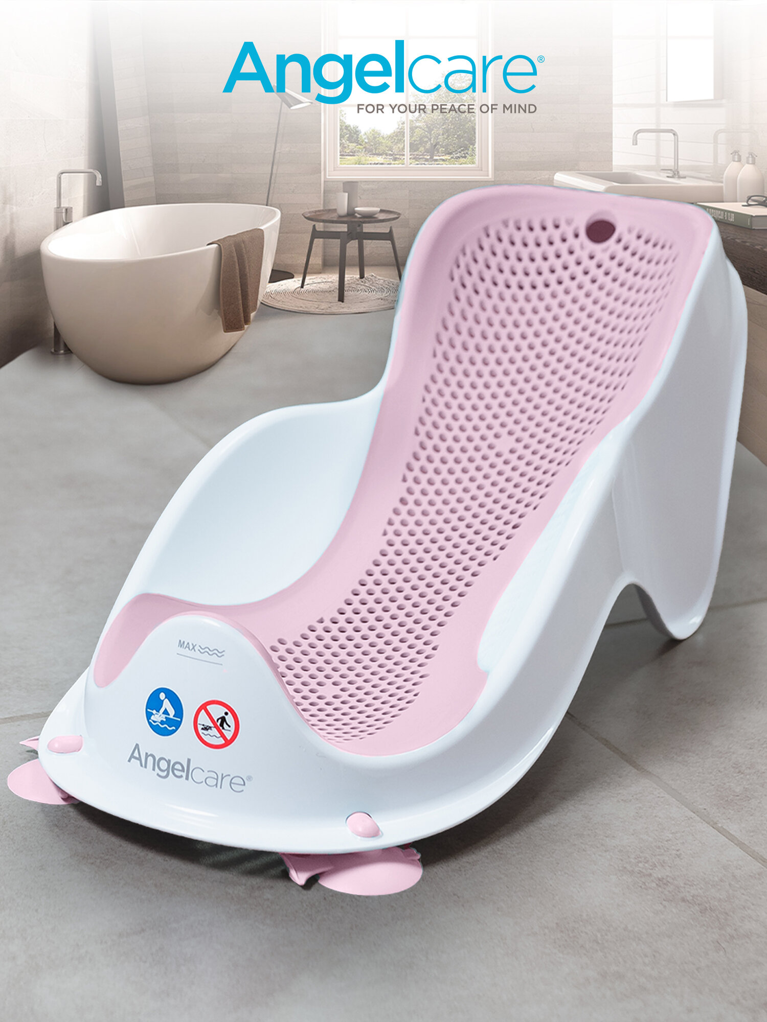 Лежачок-горка для купания новорожденных детей Angelcare Bath Support Mini светло-розовый