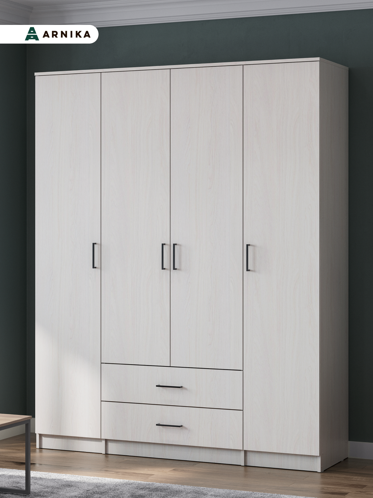 Шкаф Арника современный стиль ЛДСП цвет ясень анкор белый 205x160x52 см