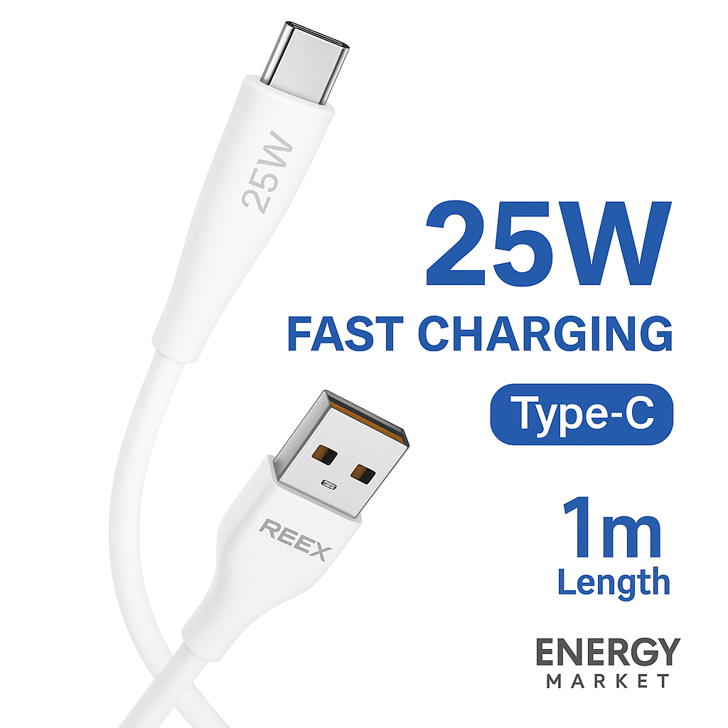 Кабель быстрой передачи данных REEX RX-01T 25 Вт Type-C (1 метр) — фото 1