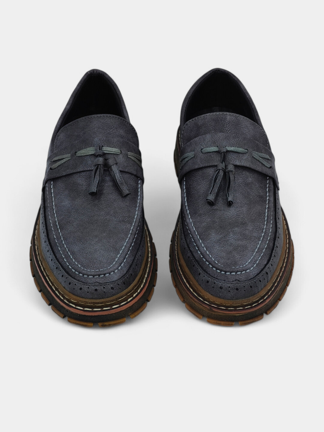 Лоферы  Туфли мужские Solid Step, из экокожи, водонепроницаемые, размер 38 39 40 41 42 43, серый металлик — фото 1