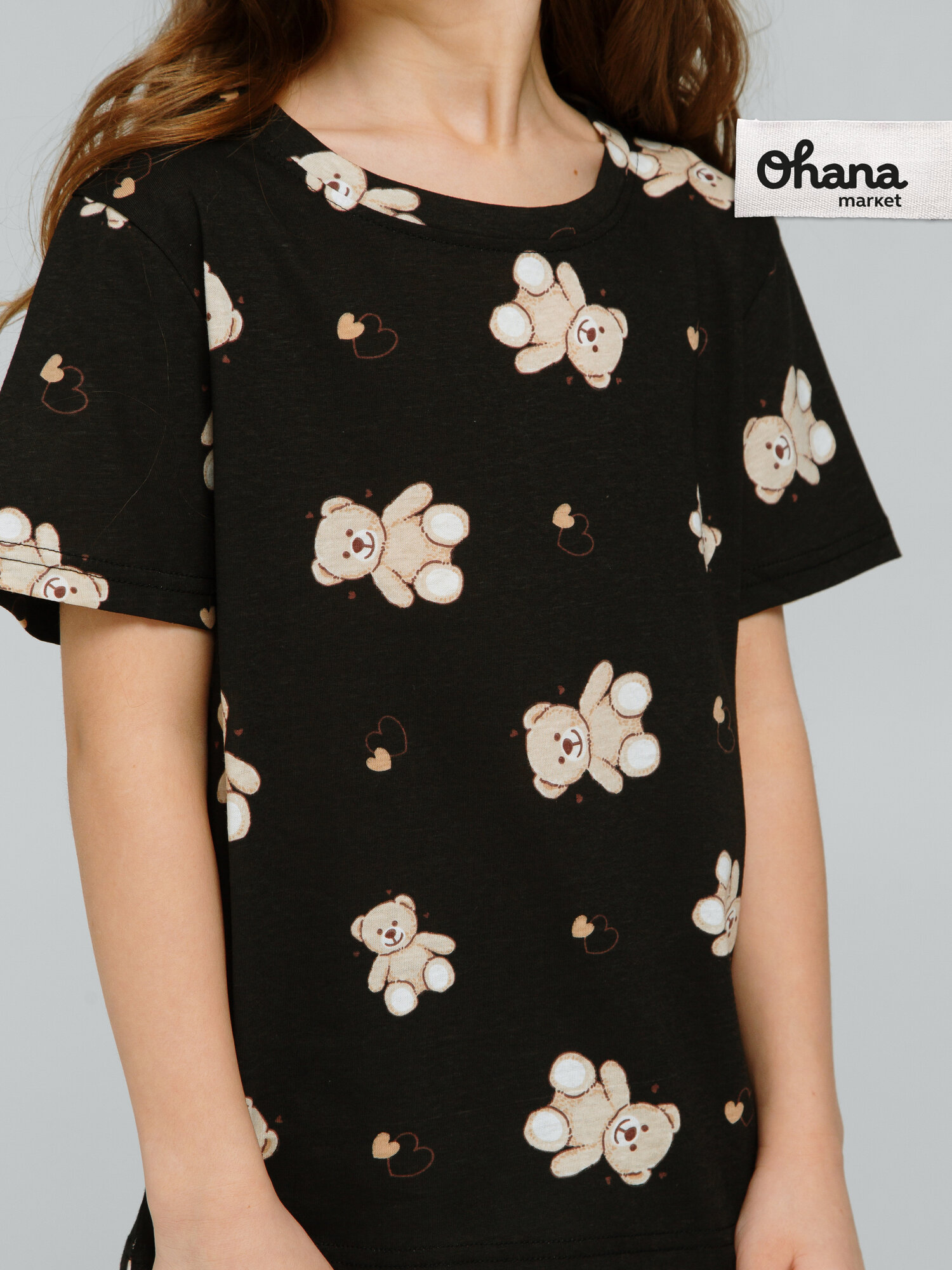 Футболка Ohana kids детская, размер 110, черный, бежевый — фото 1