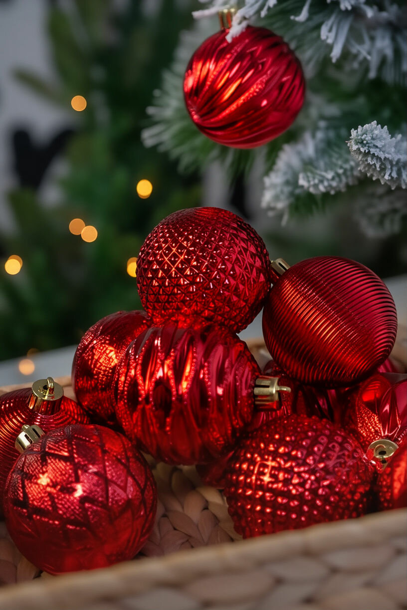 Набор пластиковых шаров джокко ДИ рильеви, красный, 6 см, 12 шт, Winter Deco 024010