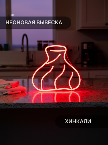 Изображение товара Неоновая вывеска Elmarto Хинкали, 32х30 см, красная, для ресторана
