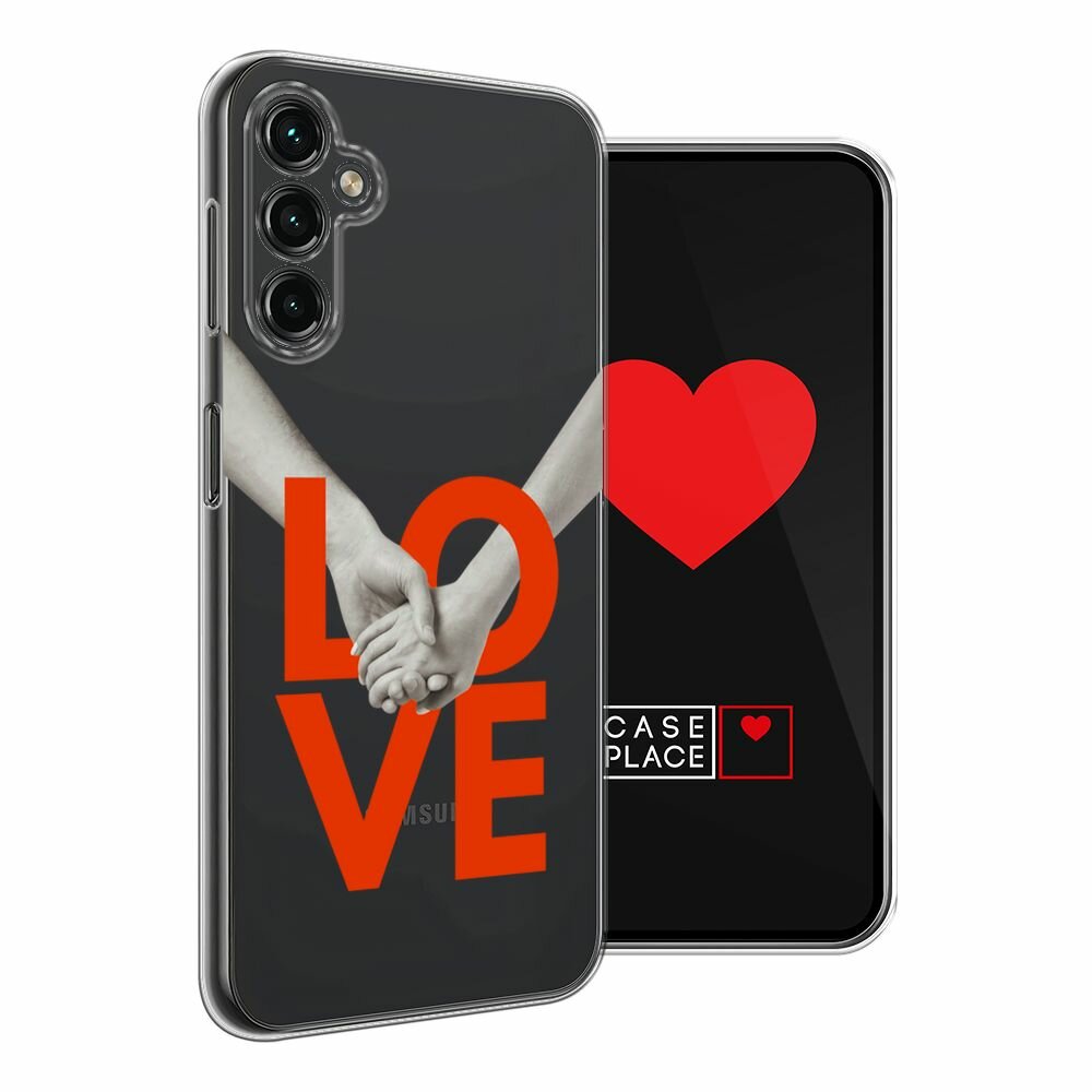 Чехол на Samsung Galaxy A14 4G / Галакси A14 4G с принтом "Love holding hands - 14 февраля", прозрачный — фото 1