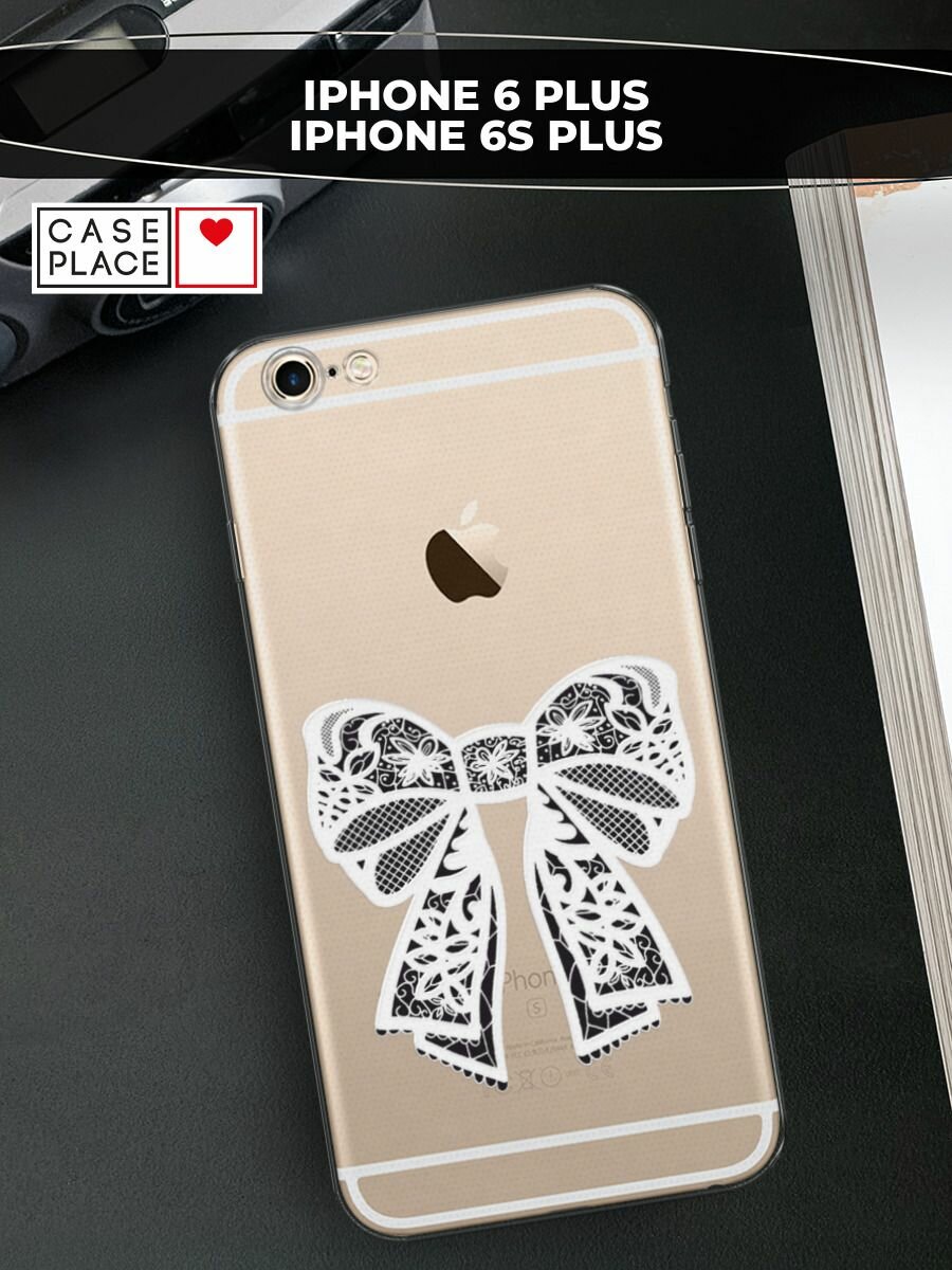 Чехол на Apple iPhone 6 Plus/6S Plus / Айфон 6 Плюс/Айфон 6С Плюс с принтом "Черно-белый бант 2"