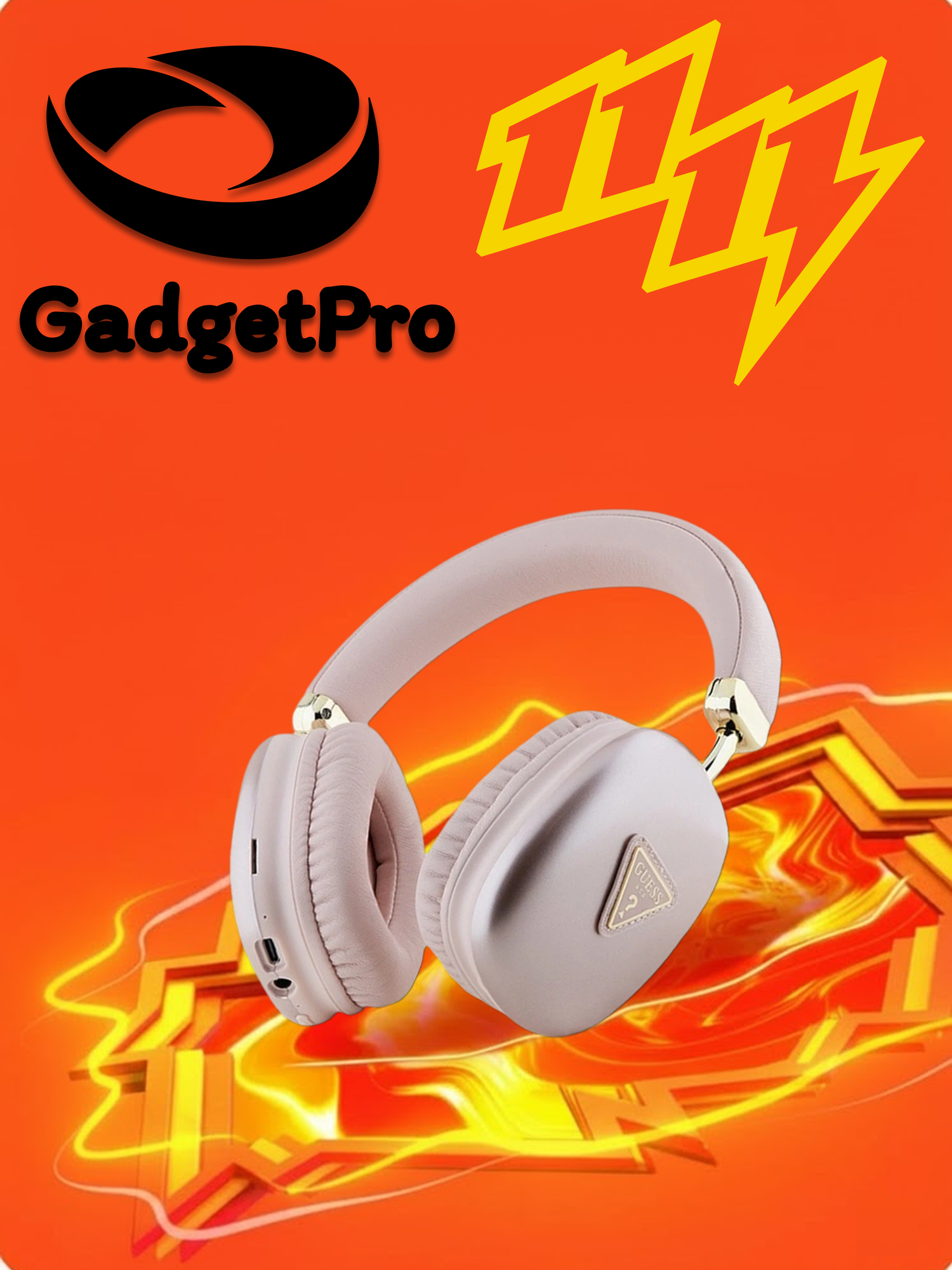 Беспроводные наушники GUESS GUBHK1SATSP, Bluetooth 5.3, до 32 ч работы, TF/AUX, микрофон, IPX4, розовые