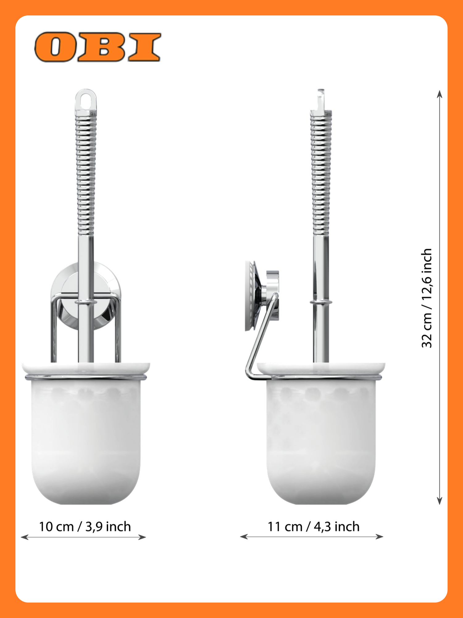 Ерш для унитаза Fora Atlant A020 хром с вакуумной присоской подвесной