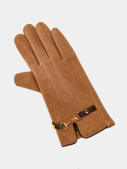 Перчатки  для девочек и женщин, размер one size, хаки — фото 1