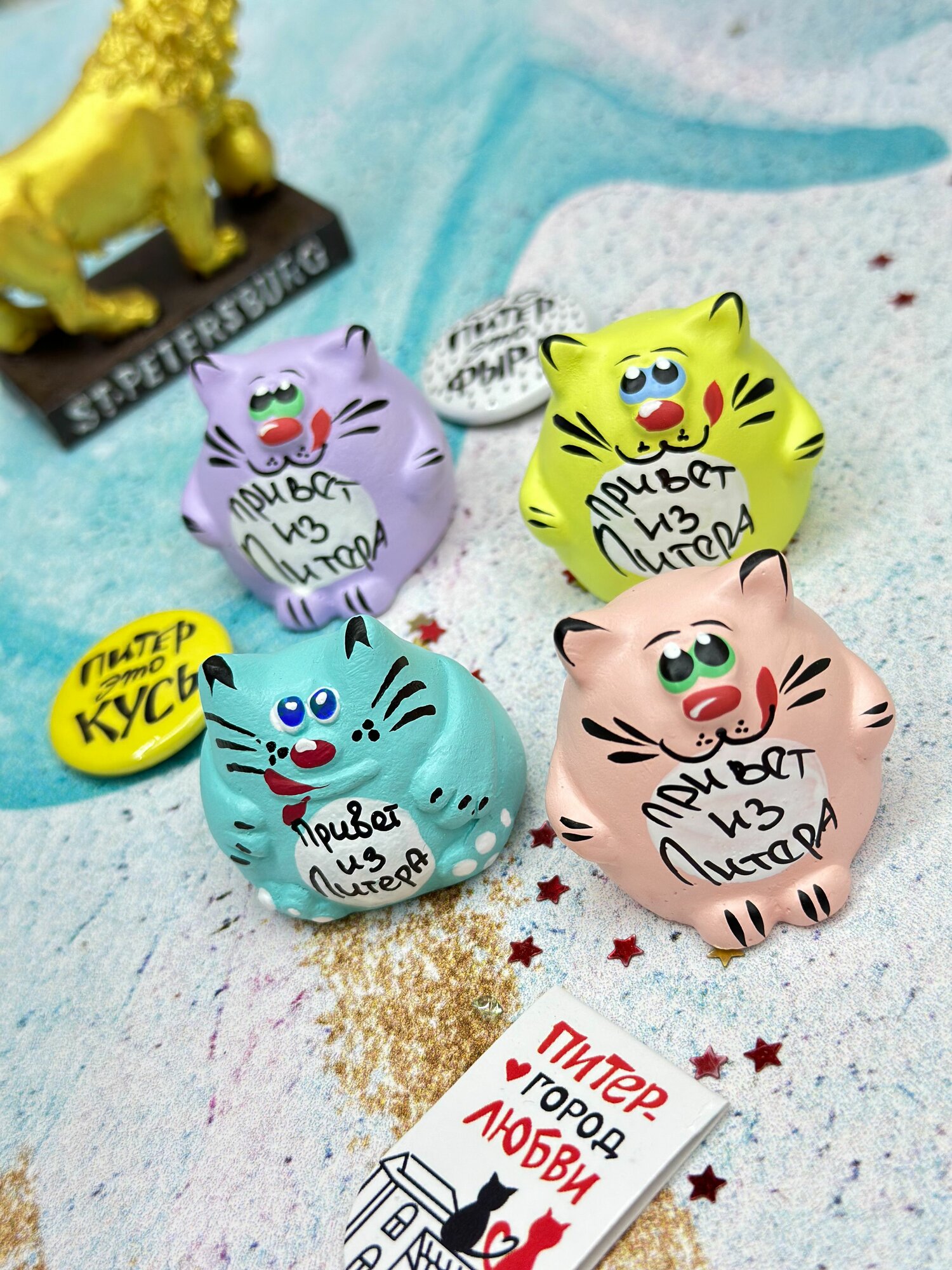 Набор статуэток котики 4 штуки, сувениры Санкт-Петербург — фото 1