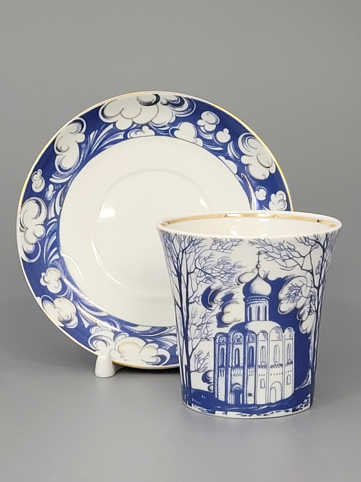 Бокал с блюдцем "На Нерли" Ленинградский 360 мл, Императорский фарфоровый завод — фото 1