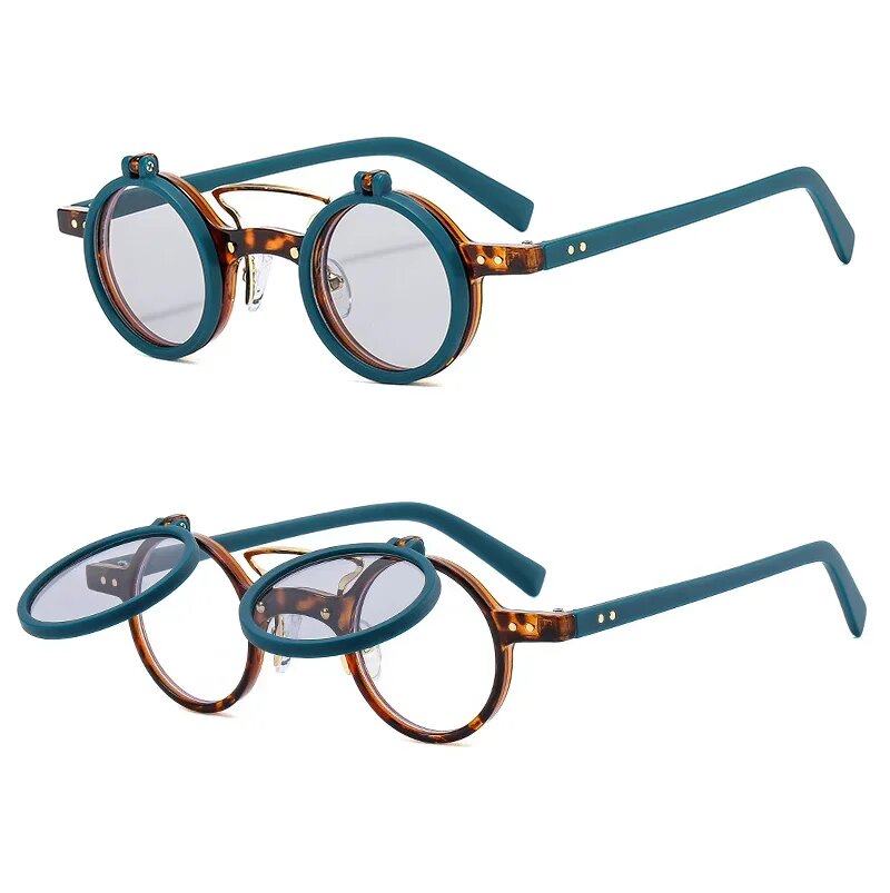 -05 до-60 круглые прозрачные очки для близорукости с защитой от синего света мужские и женские откидные солнцезащитные очки в стиле панк готовые очки по рецепту