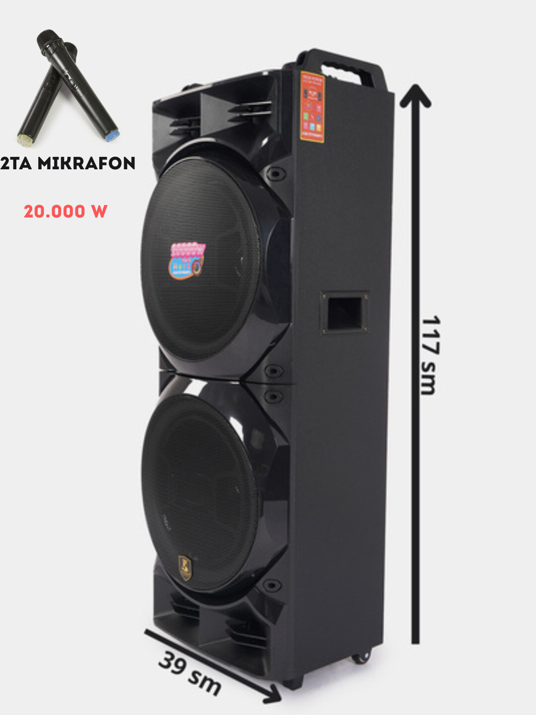 Колонка беспроводная, портативная, Sing-e караоке, с RGB подсветкой, Bluetooth - Серый