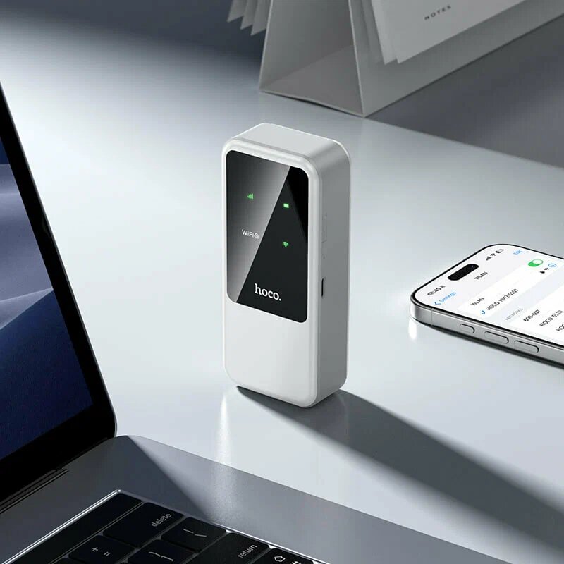 Карманный роутер Hoco HI42, 4G SIM с Wi-Fi 6, 2.4 ГГц, 150 Мбит/с, встроенный аккумулятор 4000 mAh