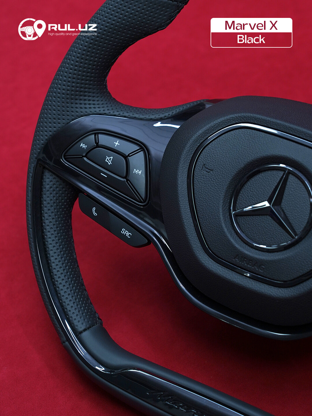 Руль Marvel X Black, для Ravon, Daewoo, Chevrolet, эргономичный, чёрный — фото 1