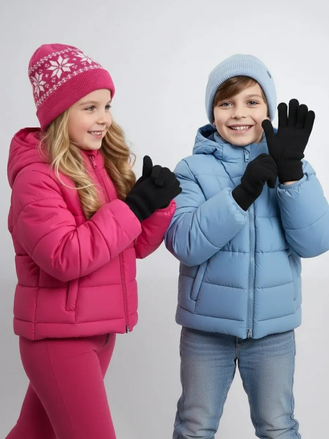 Перчатки  для детей, размер 15, черный — фото 1