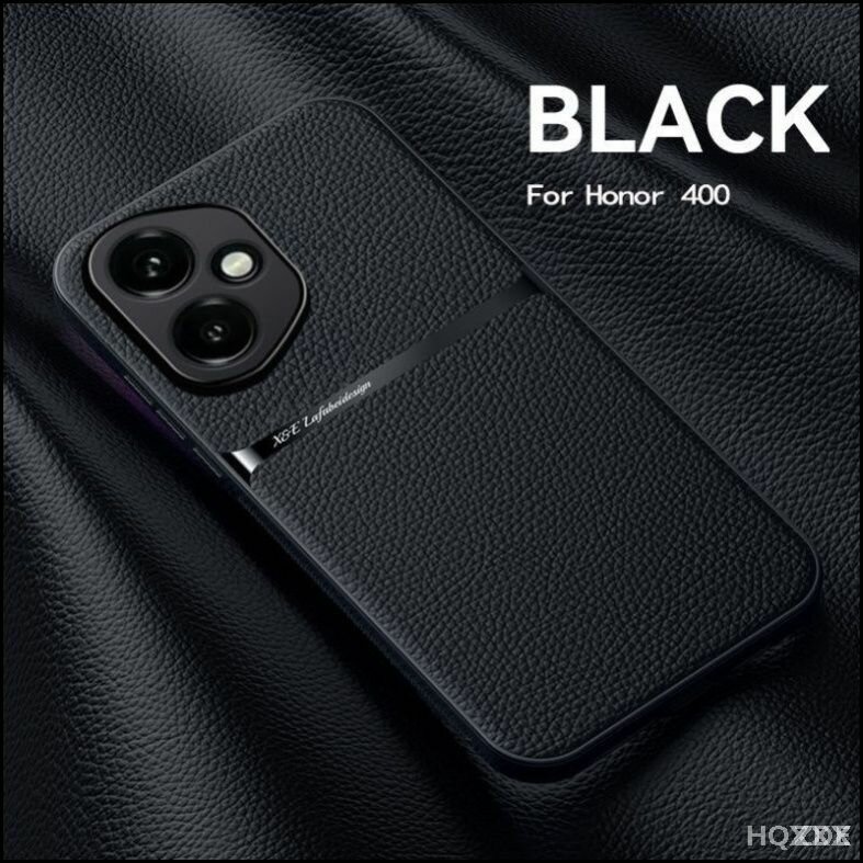 Чехол-книжка для смартфона Honor400 черный с защитой камеры и магнитом для беспроводной зарядки, мягкий на ощупь — фото 1