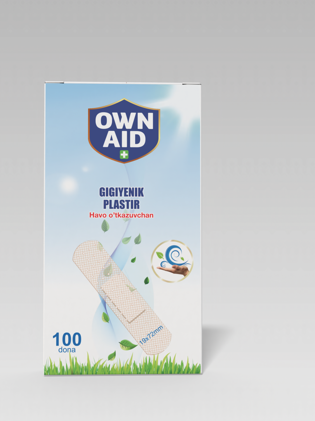 Гигиенические пластыри Own Aid PVC 19x72, №100 шт, телесные, гипоаллергенные — фото 1