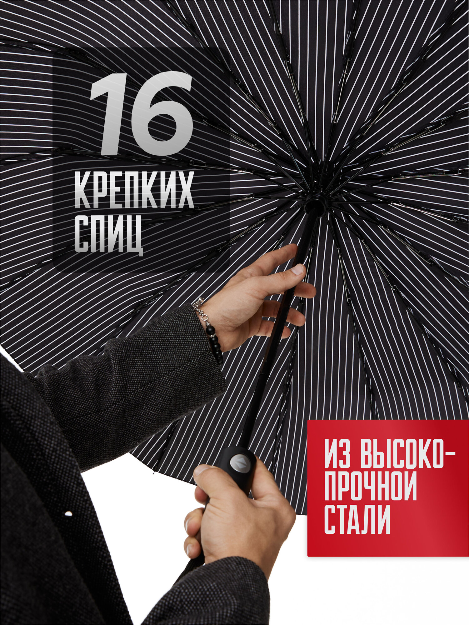 Смарт-зонт RAINDROPS, black — фото 1