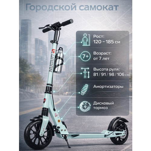 Городской самокат RW Sport Scooter Disk Brake с дисковым тормозом Мятный