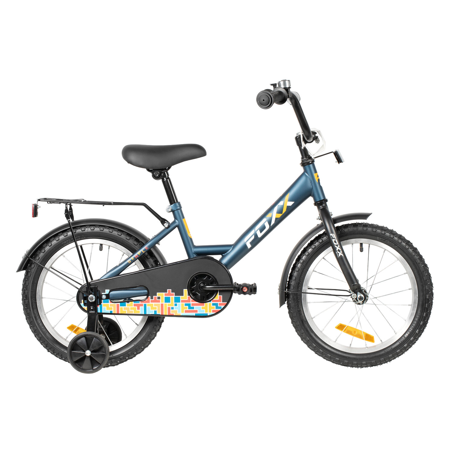 Велосипед для мальчиков Foxx Simple 16 (2026), синий, сталь, ножной тормоз, крылья, багажник, полная защита цепи