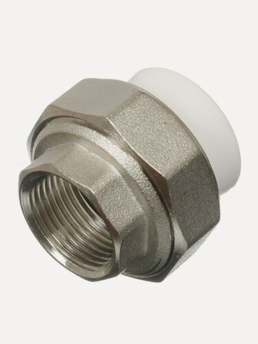 Изображение товара Муфта разъемная полипропиленовая РосТурПласт d32х3/4 дюйма с внутренней резьбой для отопления и водоснабжения, белая