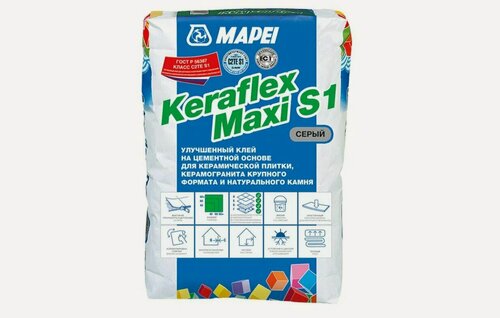 Изображение товара Клей для плитки/ керамогранита/ камня Mapei Keraflex Maxi S1 эластичный серый класс C2 TE S1 25 кг