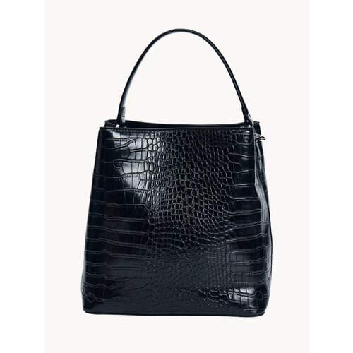 Сумка Zarina, фактура под рептилию, черный