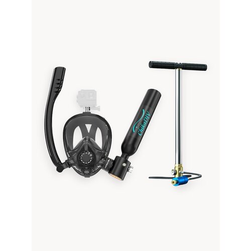 CHIKADIV 0.5L маска для дайвинга с баллоном, До 10 минут работы под водой,180 панорамный обзор и меньше тумана и анти-течь