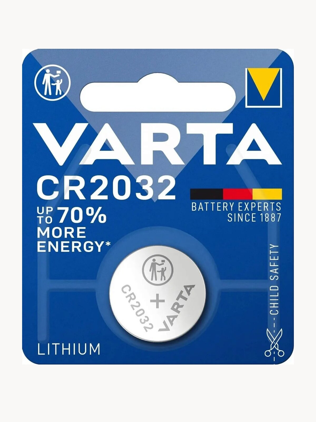 Батарейка Varta Lithium Coin CR2032 , 230 mAh , ( 1 ) шт. в блистере, 06032101401