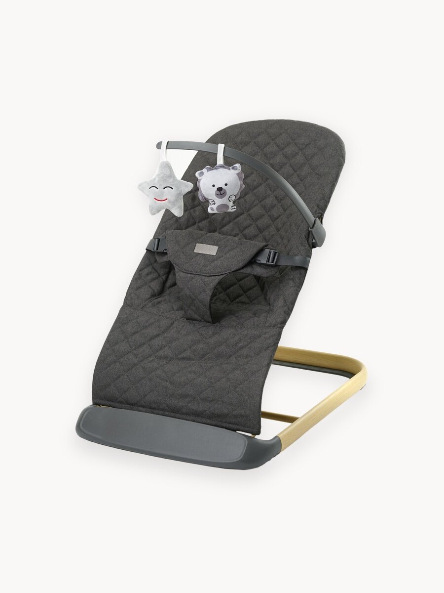 Детский шезлонг BABYROX Comfort Cotton, анатомический, 3 положения, серый