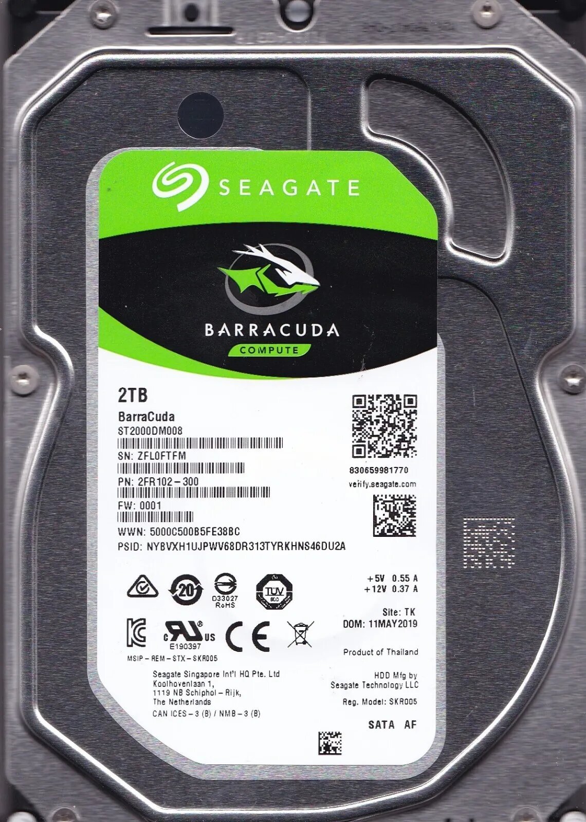 2 ТБ Внутренний жесткий диск Seagate BarraCuda 3.5" 7200 (ST2000DM008)