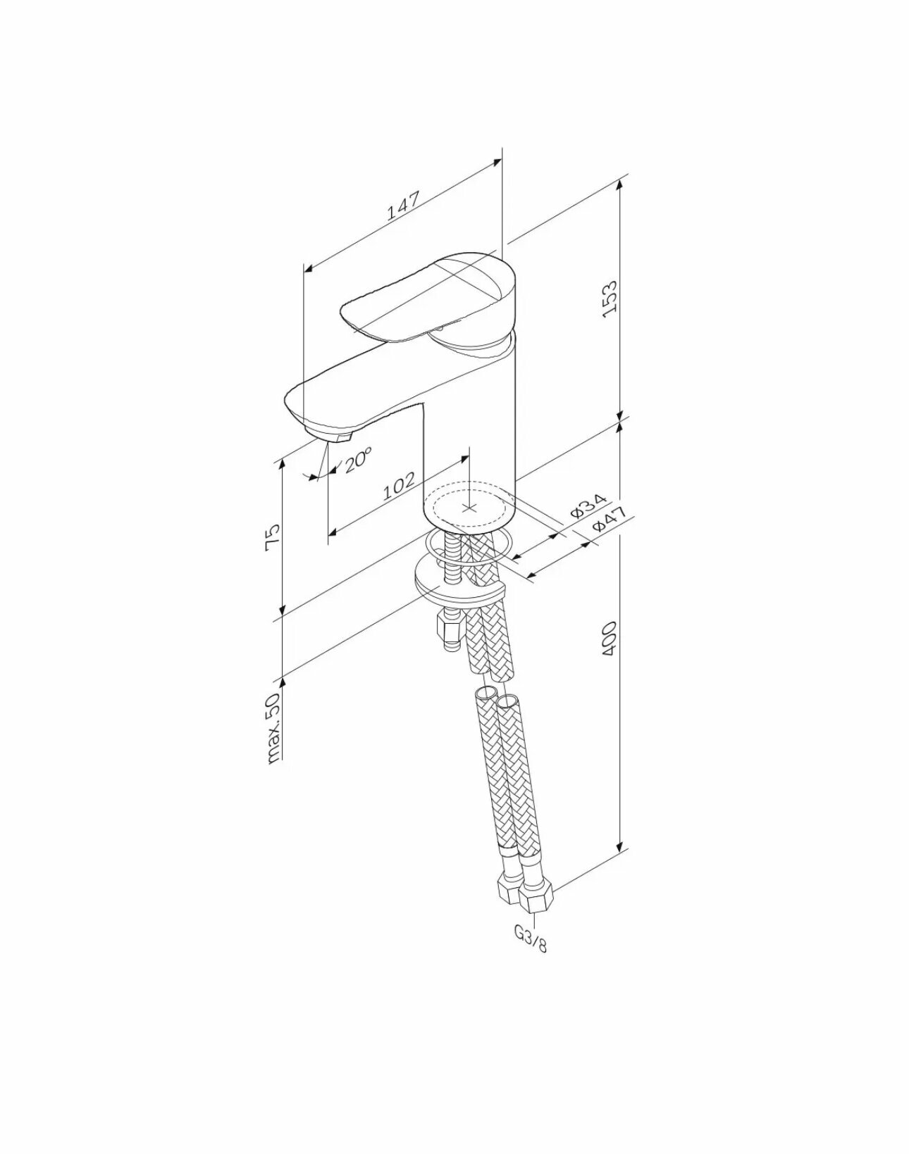 Смеситель для раковины AM.PM Moxie F9ML2100 однорычажный цвет хром - фото №4