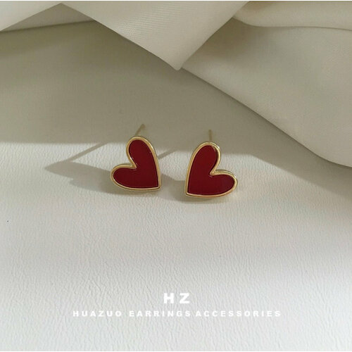 Серьги Стайл Групп, размер 13 мм, красный в золоте